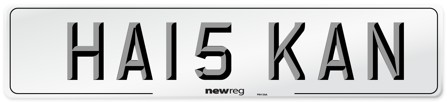 HA15 KAN Number Plate from New Reg